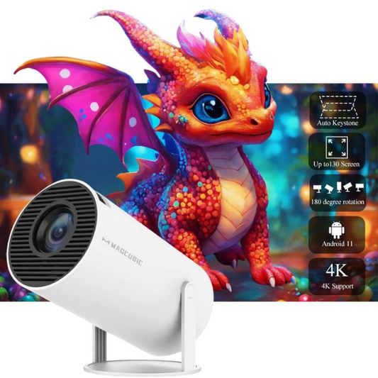 PROYECTOR MAGCUBIC HY300 4K ANDROID/HDMI CARGADO CON 1.300 CANALES MÁS PELICULAS