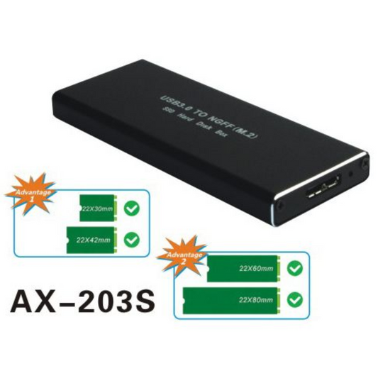 GAVETA M.2 SATA AX-203S USB 3.0