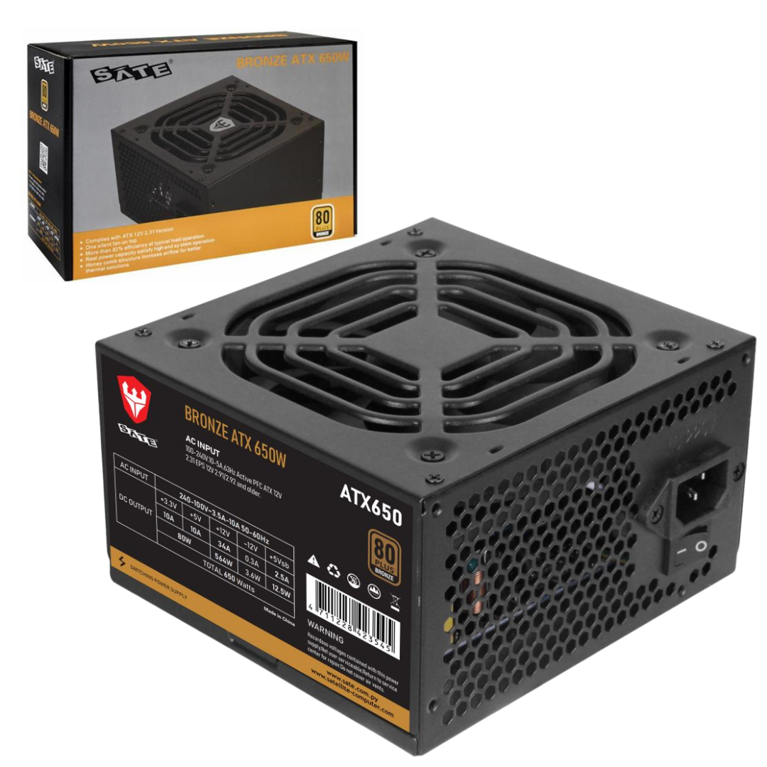 FUENTE SATE 80 PLUS BRONZE ATX 650W