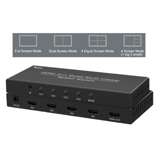 SWITCH HDMI 4X1 MULTIVIEWER NEGRO