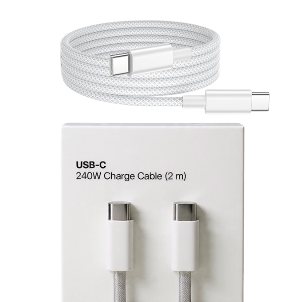 CABLE USB TIPO C A TIPO C 2 MTS 240W TRENZADO