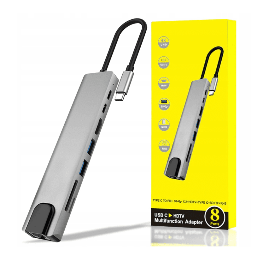 HUB 8 EN 1 USB TIPO C PARA MAC Y ANDROID