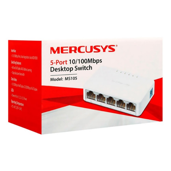 HUB SWITCH RJ45 5 PUERTOS MERCUSYS MS105 10/100MBPS