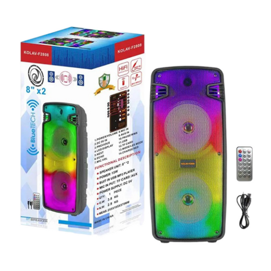 SPEAKER KOLAV F2808 8"X2 USB/FM/BLUETOOTH