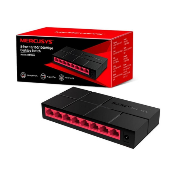 HUB SWITCH RJ45 8 PUERTOS MERCUSYS MS108G 10/100/1000MBPS