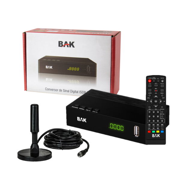 CONVERSOR DE TV DIGITAL ISDB-T BAK BK-2023 + ANTENA DIGITAL